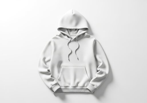 A white hoodie with a drawstring hood and pocket