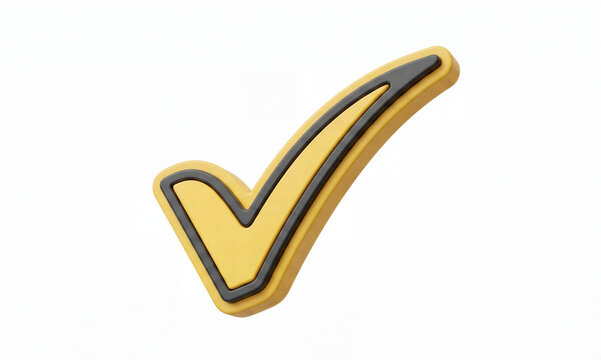 Yellow 3D check mark icon isolated
