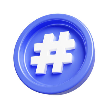 Hashtag Icon for Social Media and Content Marketing 3D Render