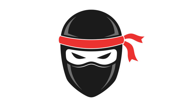 A stylized vector illustration of a ninja head wearing a red headband.