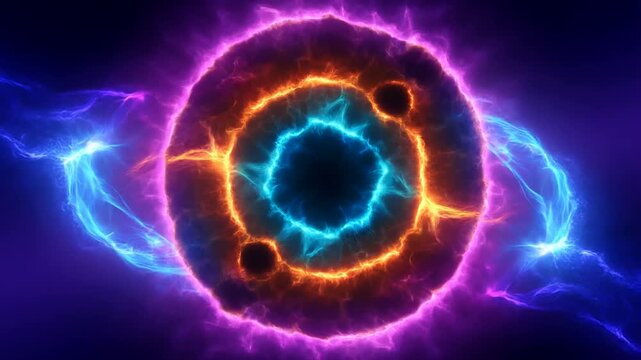 Vibrant Cosmic Circle Glowing With Colorful Energy Representing Psychedelic Solar Flare in Deep Space