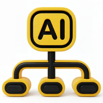 AI network flowchart 3D icon