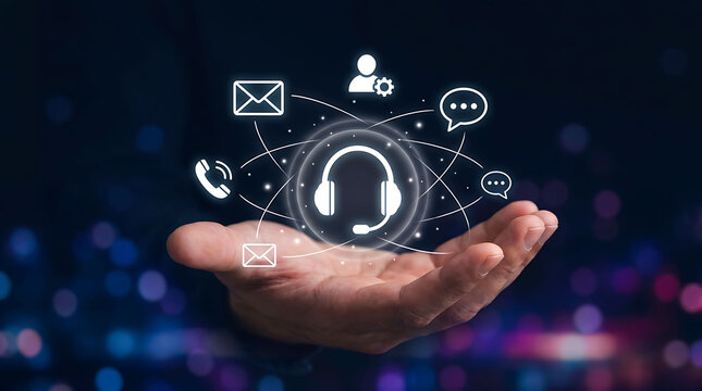 Customer service support contact center helpline communication technology concept