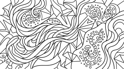Fototapeta premium Abstract black and white vector illustration with organic flowing lines and geometric shapes, graphic element