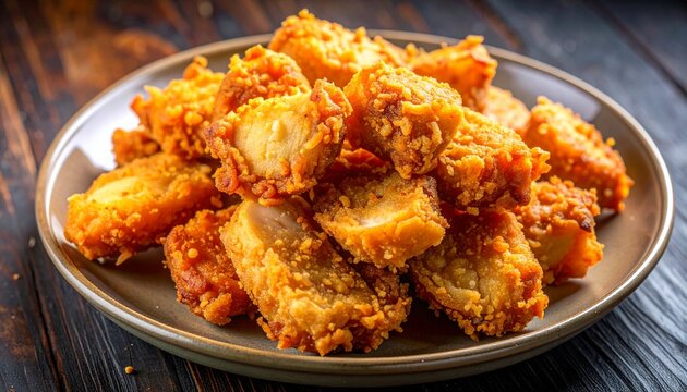 Crispy Chicharron Pan con Chicharron Fried Pork Belly Bites on a Plate