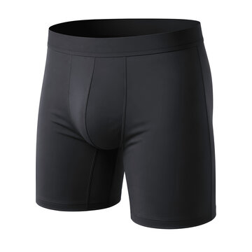 black men&rsquo;s boxer briefs with sleek fitted design, wide waistband and smooth stretch synthetic fabric for comfort and support