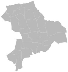 Fototapeta premium Hackney, London, United Kingdom – administrative vector map with ward boundaries (Web Mercator projection, PPT-compatible & fully editable)