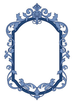 Vintage frame, decorative card element, blue frame.