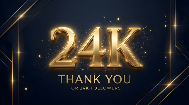 24K Thank You Followers Celebration Design With Gold Glitter Luxury Social Media Milestone