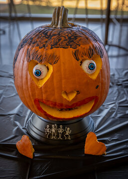 halloween pumpkin on a wooden table