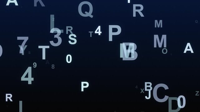Stock market ticker numbers falling on dark background