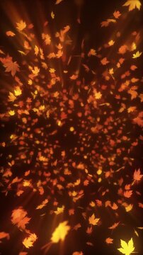 Golden Autumn Maple Leaves Abstract Motion Graphics Background Generative AI