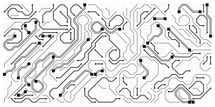 Abstract parallel circuit board traces vector black PCB microchip background