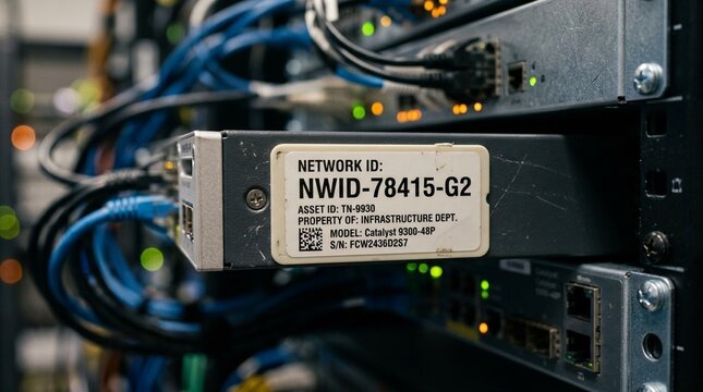 Connected device inventory tag showing a network ID number