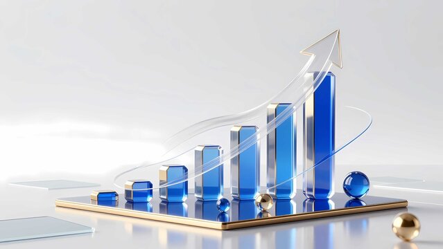 Luxury crystal bars visualize financial growth and investment progress