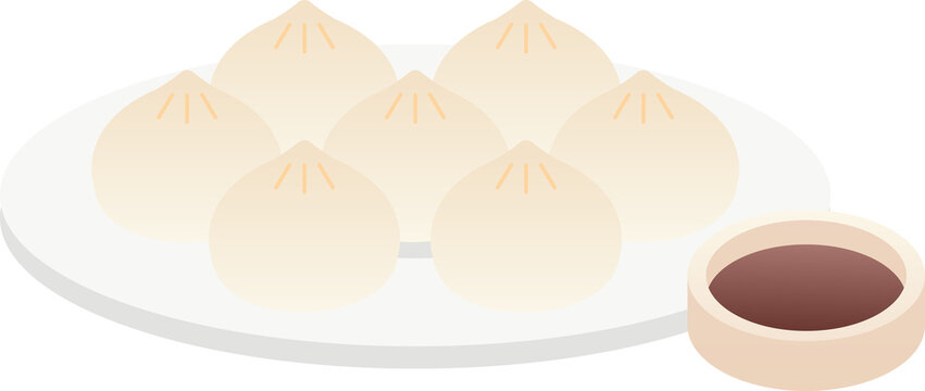 Plate of delicious Korean style dumplings Mandu vector icon