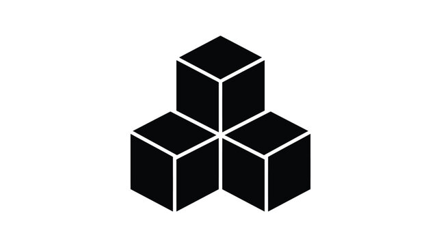 Minimalist black geometric cubes arranged in a symmetrical pattern for modern graphic design visual identity elements