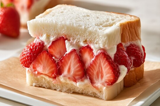 Strawberry cream sando with milk bread
