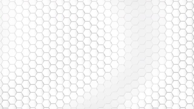 White abstract hexagon grid surface moving smoothly in 3D animation, perfect for tech backgrounds, presentation overlays and modern motion graphics