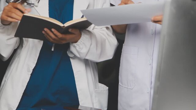 Doctor and patient are discussing consultation about symptom problem. Doctor explained the patient's condition and how to care for the patient in detail.