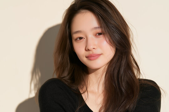 美容, 女性, スキンケア, 化粧品, ビューティー, 若い女性, 美肌, 日本人, アジア人, フェイシャル, メイク, 美容液, 保湿, クリーム, エイジングケア, 美容医療, エステ, 美容クリニック, 肌ケア, ナチュラルメイク, 透明感, ツヤ肌, モデル, 笑顔, ポートレート, クローズアップ, リラックス, 癒し, 健康的, 美白, コラーゲン, ヒアルロン酸, アンチエイジング