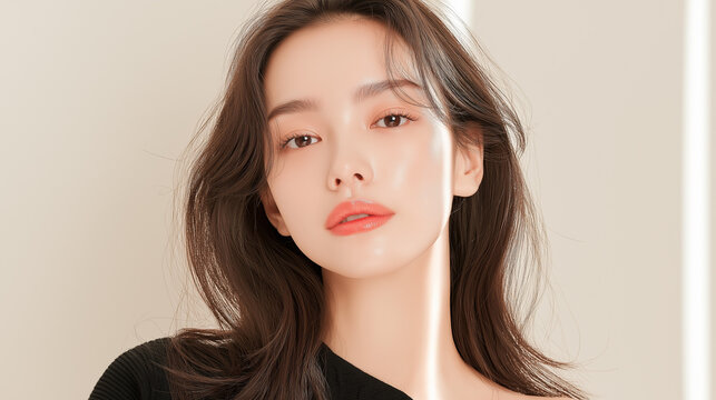 美容, 女性, スキンケア, 化粧品, ビューティー, 若い女性, 美肌, 日本人, アジア人, フェイシャル, メイク, 美容液, 保湿, クリーム, エイジングケア, 美容医療, エステ, 美容クリニック, 肌ケア, ナチュラルメイク, 透明感, ツヤ肌, モデル, 笑顔, ポートレート, クローズアップ, リラックス, 癒し, 健康的, 美白, コラーゲン, ヒアルロン酸, アンチエイジング