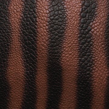 Dark Brown Striped Leather Texture with Natural Grain Pattern