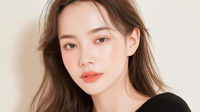 美容, 女性, スキンケア, 化粧品, ビューティー, 若い女性, 美肌, 日本人, アジア人, フェイシャル, メイク, 美容液, 保湿, クリーム, エイジングケア, 美容医療, エステ, 美容クリニック, 肌ケア, ナチュラルメイク, 透明感, ツヤ肌, モデル, 笑顔, ポートレート, クローズアップ, リラックス, 癒し, 健康的, 美白, コラーゲン, ヒアルロン酸, アンチエイジング