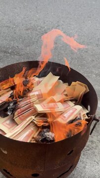 Burning joss paper for Ghost Festival