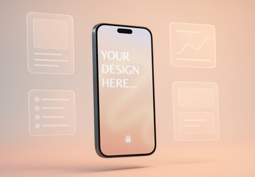 3d Smartphone Mockup PSD On Pastel Background For App Design Presentation