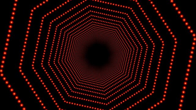 Abstract Futuristic Red LED Glowing Dot Tunnel Motion Graphic Loop