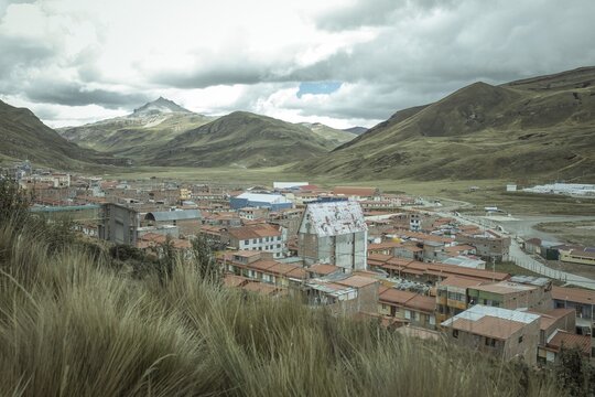View of Morococha Nueva, miners' town, built by the Chinalco Group in 2012, Morococha Nueva, Morococha, Peru