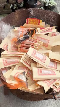 Burning joss paper for Ghost Festival