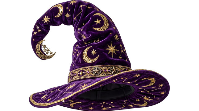 Magic Hat Isolated on White Background, Classic Black Felt Headwear and Fashion Accessory for Costume, Wizard, Performance, Theater, Halloween, and Fantasy Concepts