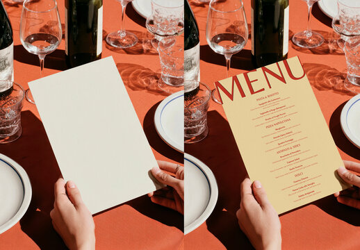 Modern Restaurant Menu Mockup PSD
