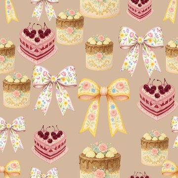 seamless pattern with cupcakes
