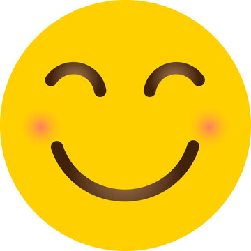 Smiling face emoji PNG with closed curved eyes and a simple cheerful expression, isolated on transparent background