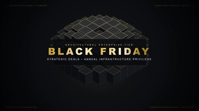 Black Friday Sale Isometric Architectural 3D Motion Background