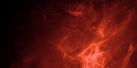 Fototapeta premium Red Smoke and Fog Wisps Rising on Dark Background. Abstract Overlay Perfect for Dramatic Poster Art, Website Banners, Social Media and Gaming Graphics.
