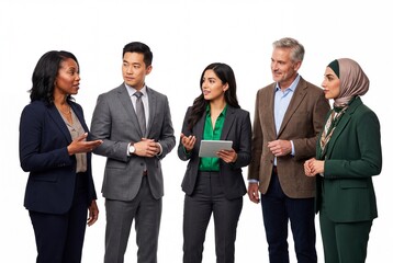 Obraz premium Diverse business professionals in discussion, collaboration and teamwork concept