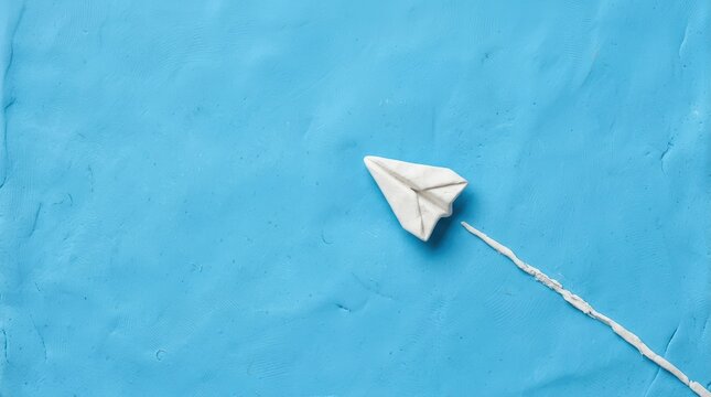 Paper plane on blue textured background.