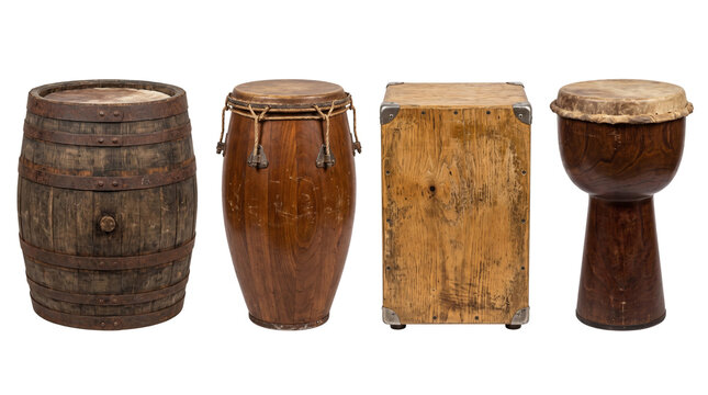 barrel cajon conga and djembe drums isolated on transparent background png