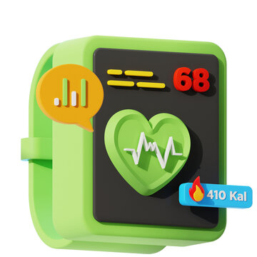 Smartwatch Health and Fitness Monitoring 3D Illustration