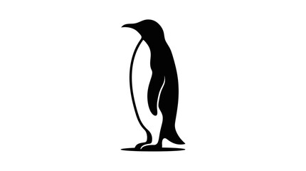Fototapeta premium Black and white minimalist penguin silhouette vector illustration for design and wildlife themes