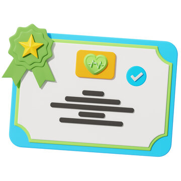Medical Certificate and Healthcare Approval 3D Illustration