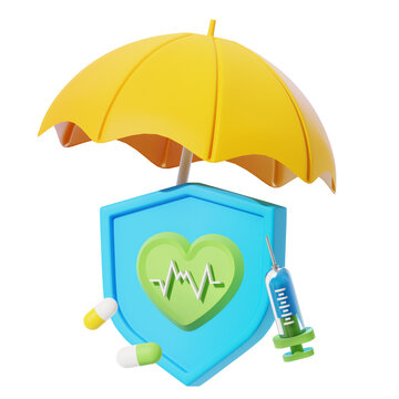 Medical Protection Shield with Umbrella 3D Illustration