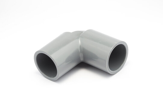 Grey PVC Pipe Elbow Fittings Isolated on white background