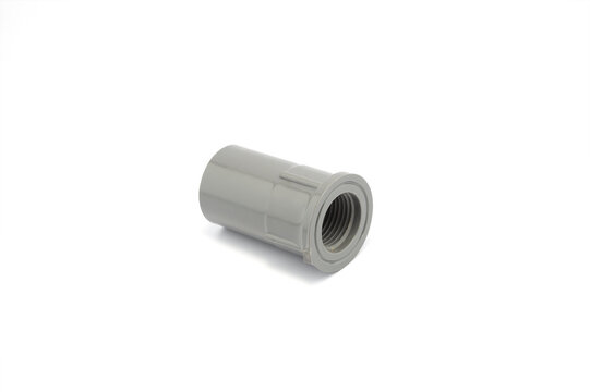 Gray Plastic Pipe Coupling Isolated on a white background