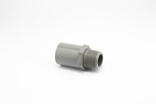 Grey PVC Male Adapter Pipe Fitting Isolated on a white background