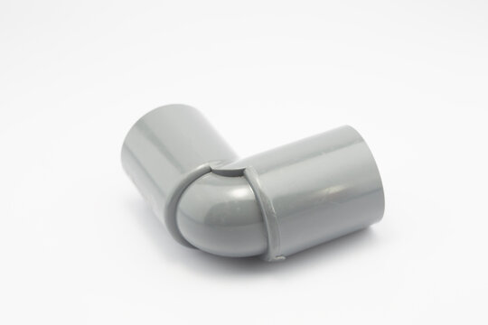 Grey PVC Pipe Elbow Fittings Isolated on white background